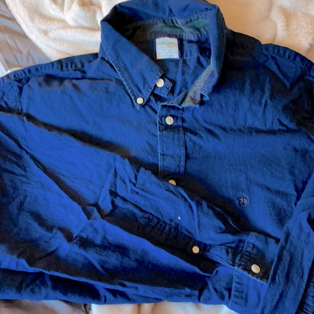 Brooks Brothers Woven Button Up Dark Blue/ Navy color